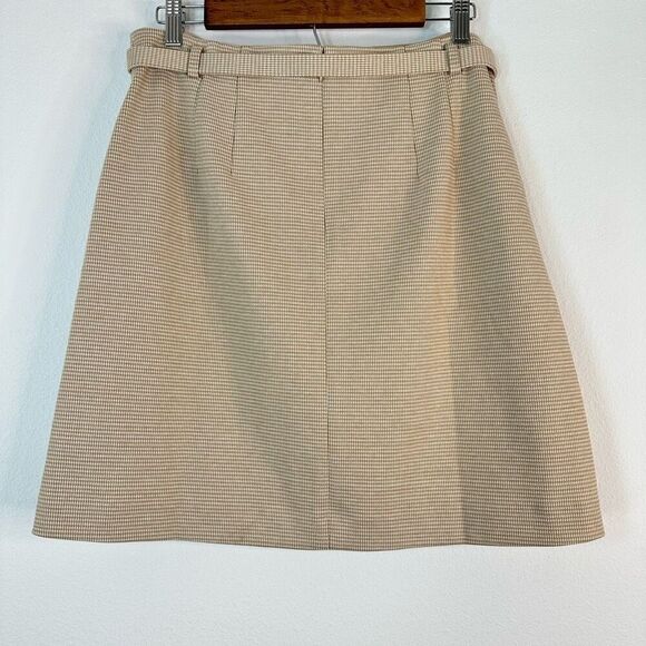 Ann Taylor The Petite Belted Aline Mini Skirt Micro Houndstooth Double Knit NWT - Picture 2 of 10